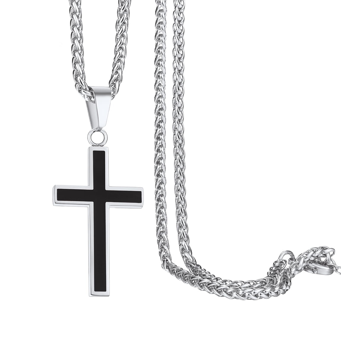 ChainsPro Mens Christian Cross Pendant Necklace Chain