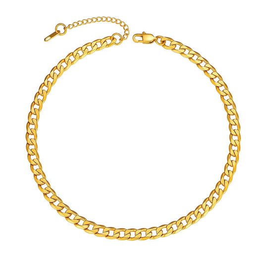 ChainsPro Mens Curb Chain Necklace 6MM Width Hip-Hop Cool Style 316L Stainless Steel Gold Plated