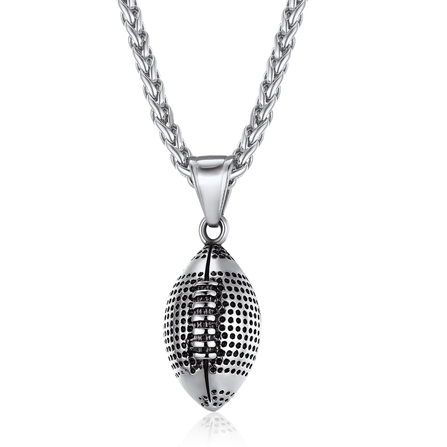 ChainsPro Men Ball Necklace Sport Jewelry, Football Lover Confirmation Gift, Chain-22+2", 316L Stainless Steel
