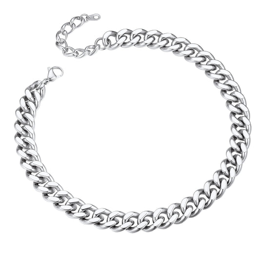 Mens Necklace Cuban Chain Choker 12mm 14 inch Stainless Steel Choker Neck Chains for Men