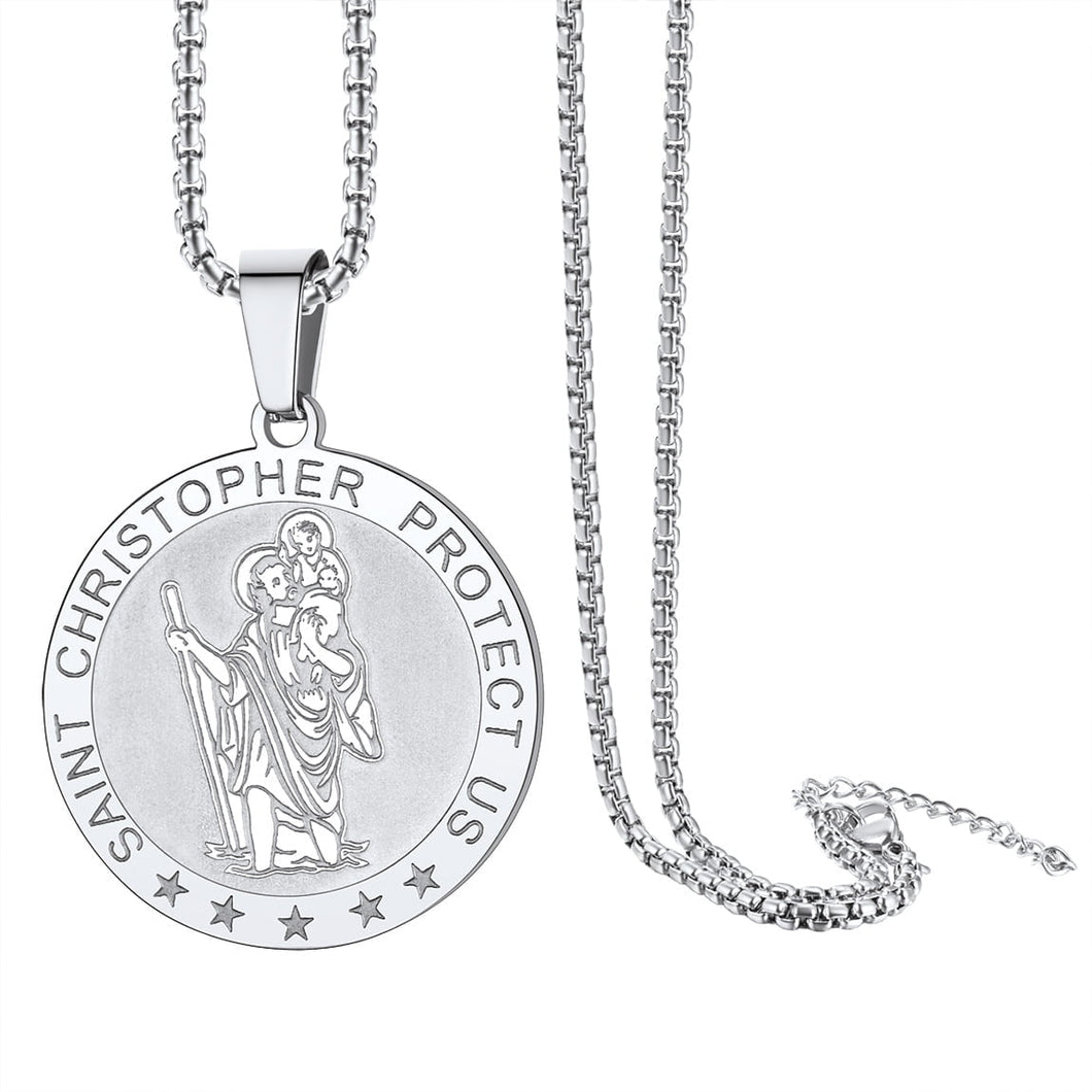 ChainsProMax St. Christopher Medal Necklace for Men, with Chain-22+2