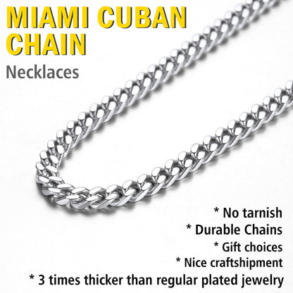 ChainsPro Curb Link Necklace 18inch Mens Chain Cuban Chain Mens Jewelry Stainless Steel Necklace for Men